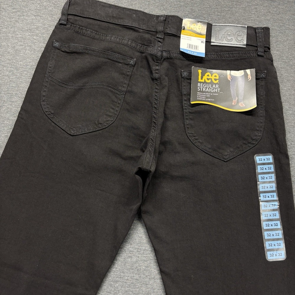Lee Jeans Mens 32x32 Black Denim Straight Leg Comfort Stretch Cowboy Western NEW